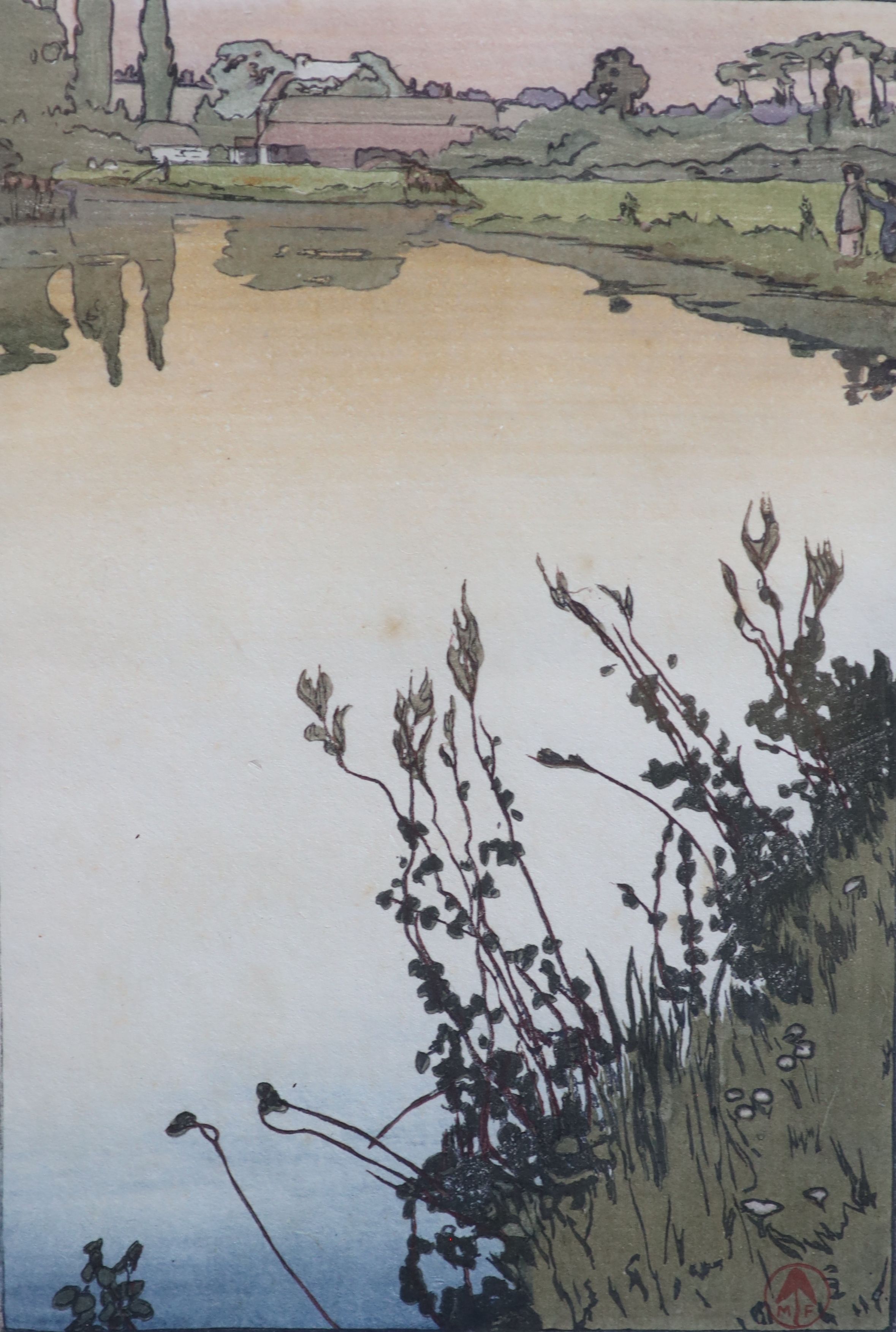 Frank Morley Fletcher (1866-1949), Meadowsweet, Woodcut in colour, 25 x 17 cm.